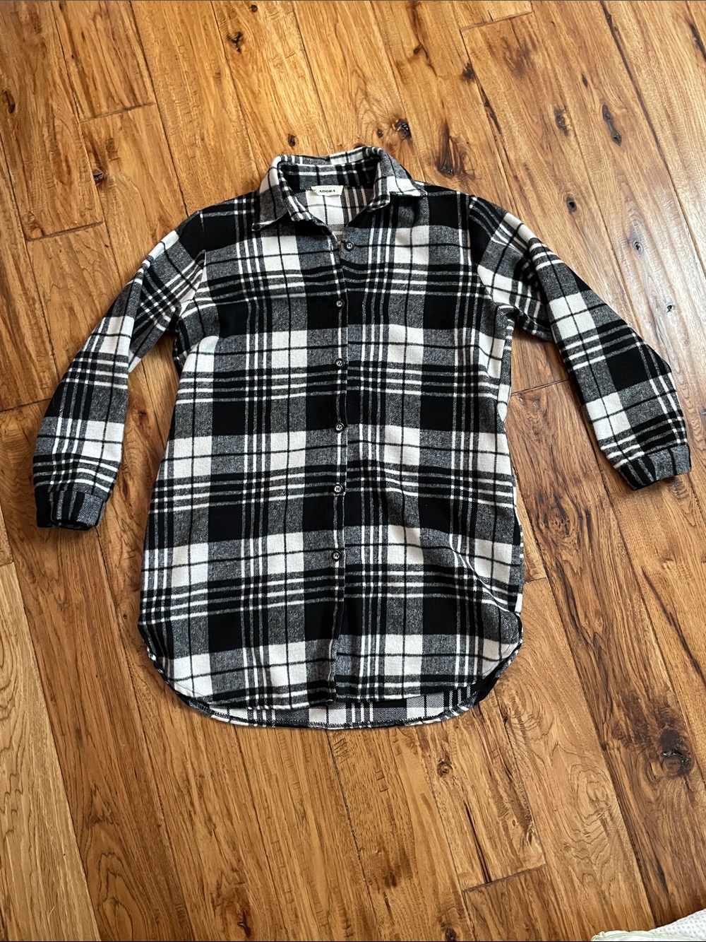ADORA Black and White Plaid Shirt Jacket (Shacket) with Pockets